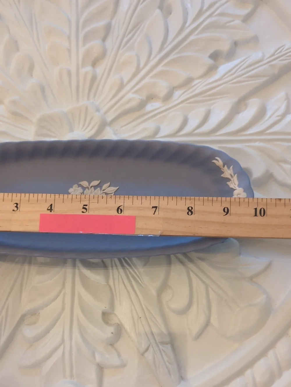 Blue Wedgwood Jasperware Oval Dish with White Relief